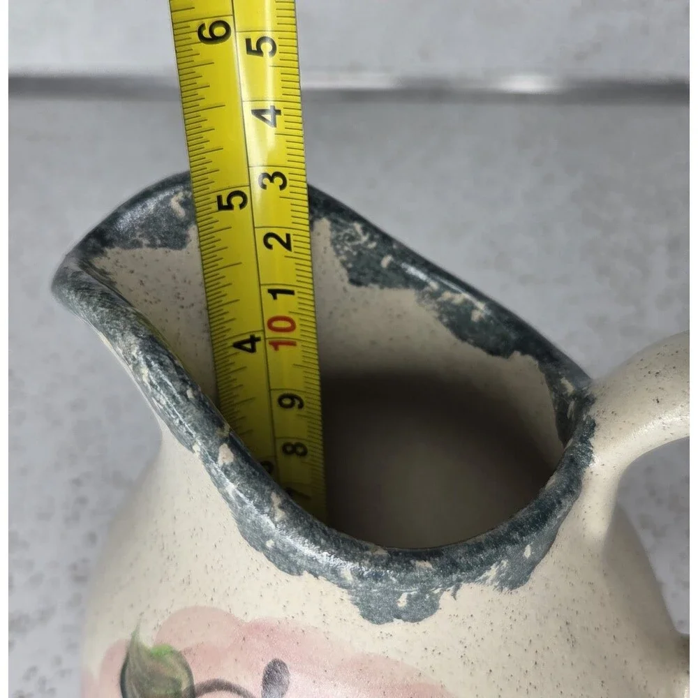 Country Crafts Pottery Spongeware Pear & Grapes Plate Pitcher Soap Dispenser Set
